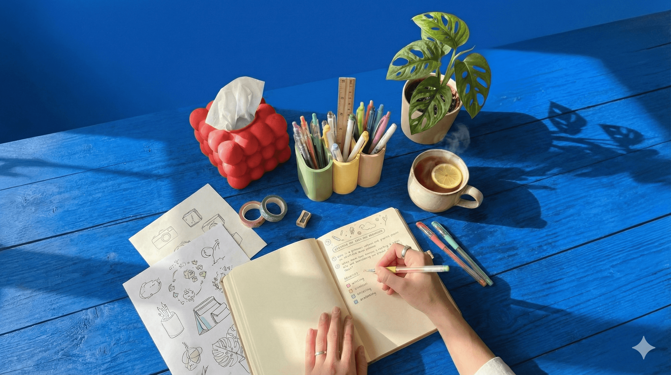 Стильные канцелярские изделия на рабочем столе